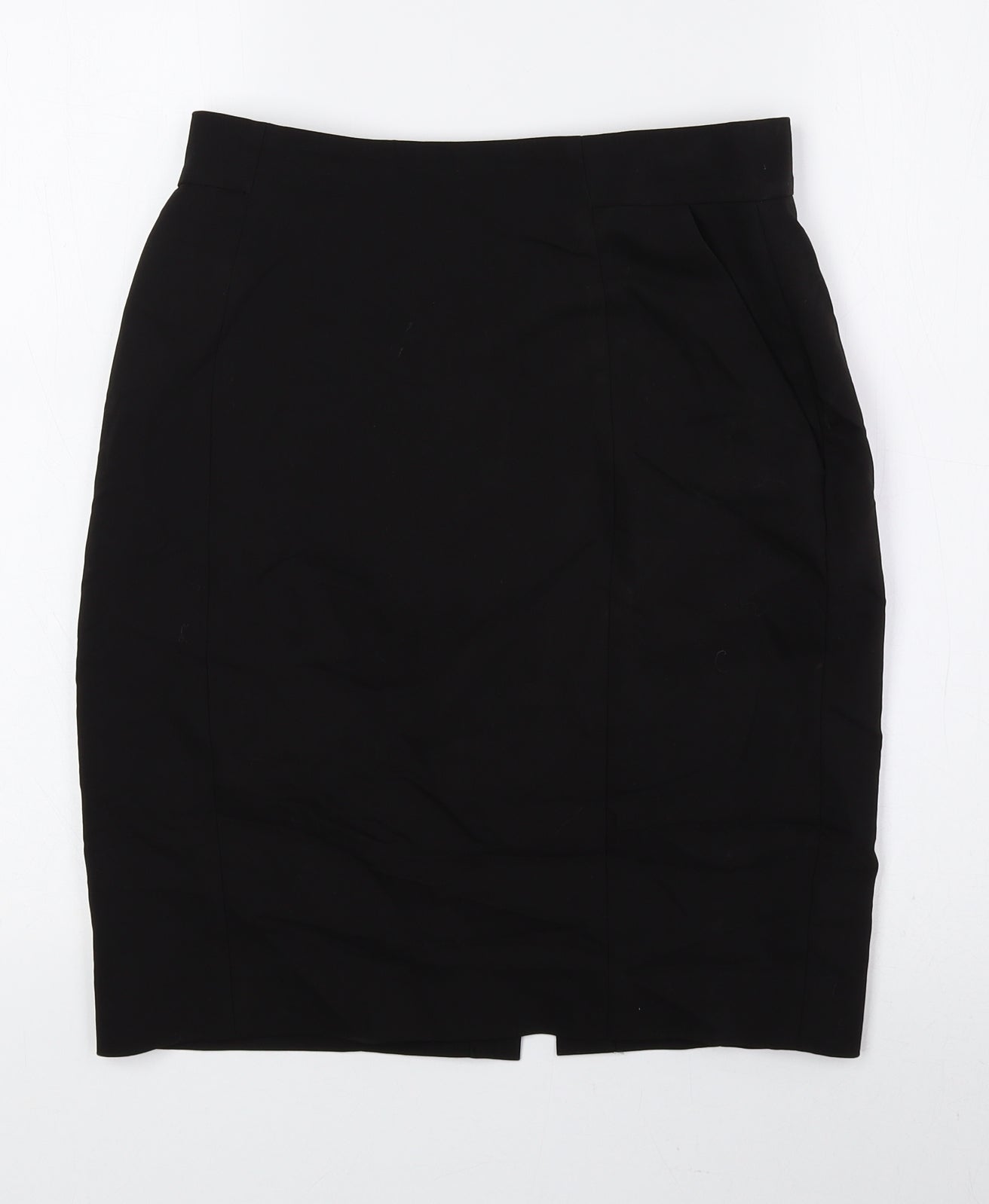 H&M Womens Black Cotton Straight & Pencil Skirt Size 10 Zip