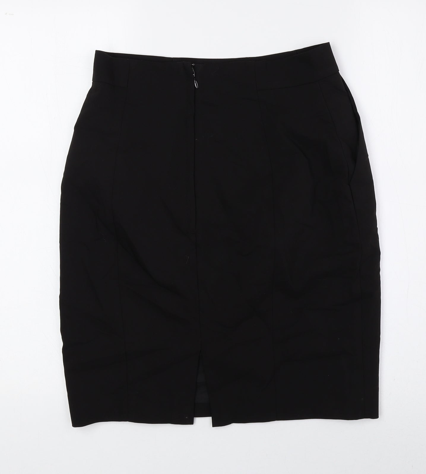 H&M Womens Black Cotton Straight & Pencil Skirt Size 10 Zip