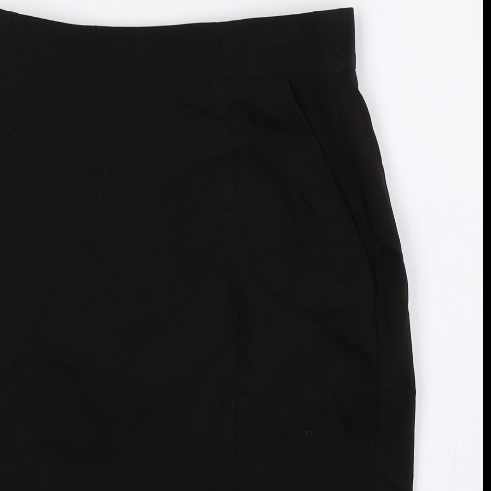H&M Womens Black Cotton Straight & Pencil Skirt Size 10 Zip