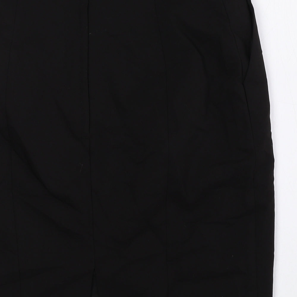 H&M Womens Black Cotton Straight & Pencil Skirt Size 10 Zip