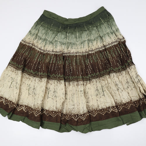 Florence + Fred Womens Multicoloured Geometric Cotton Flare Skirt Size 14 Zip