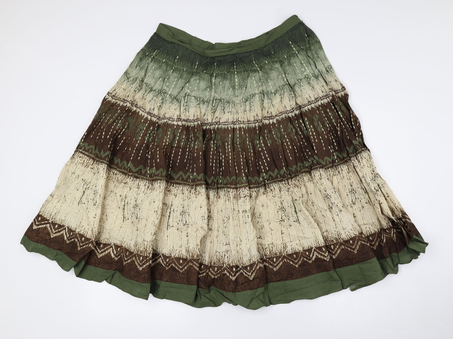 Florence + Fred Womens Multicoloured Geometric Cotton Flare Skirt Size 14 Zip