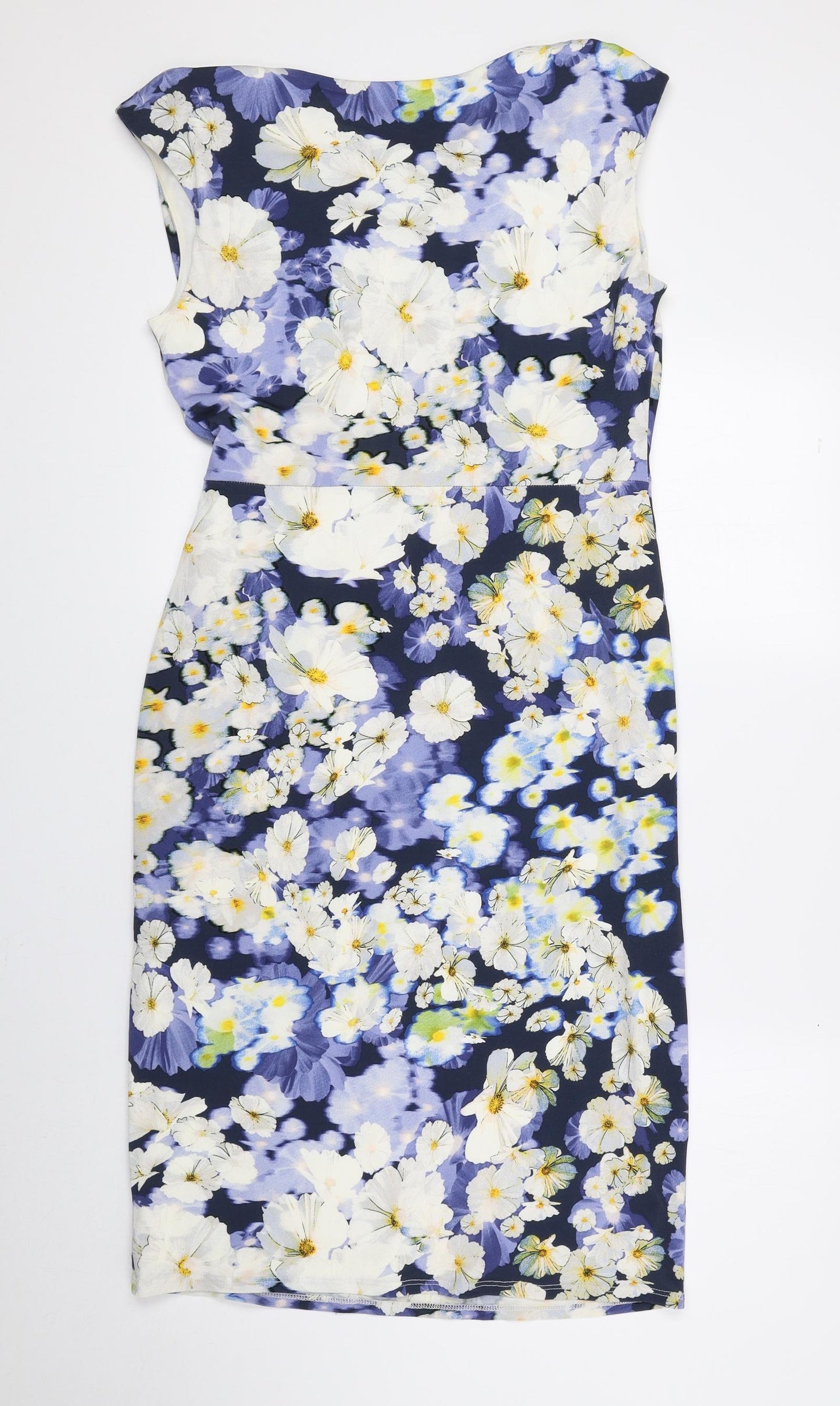 BHS Womens Multicoloured Floral Polyester A-Line Size 12 Cowl Neck Pullover
