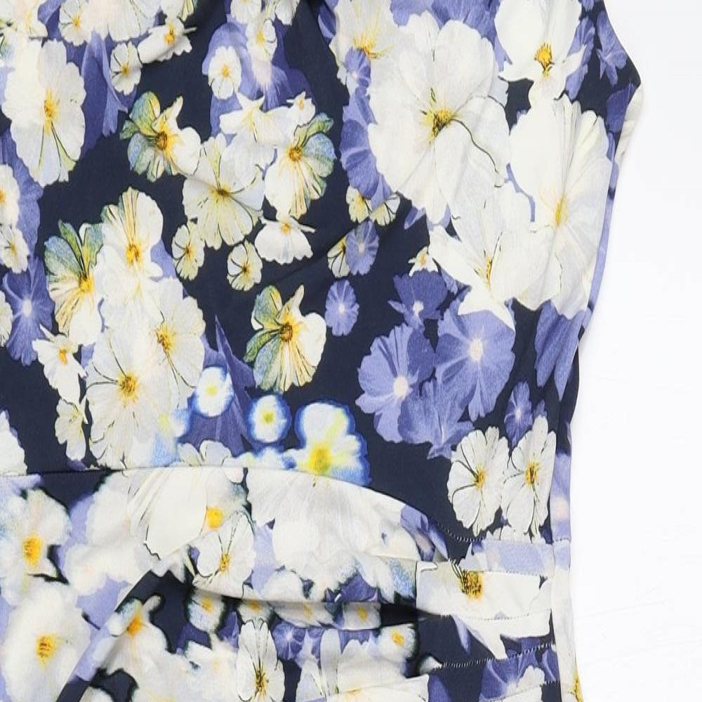 BHS Womens Multicoloured Floral Polyester A-Line Size 12 Cowl Neck Pullover