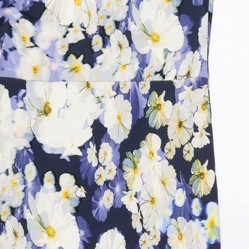 BHS Womens Multicoloured Floral Polyester A-Line Size 12 Cowl Neck Pullover
