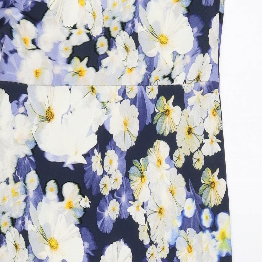 BHS Womens Multicoloured Floral Polyester A-Line Size 12 Cowl Neck Pullover