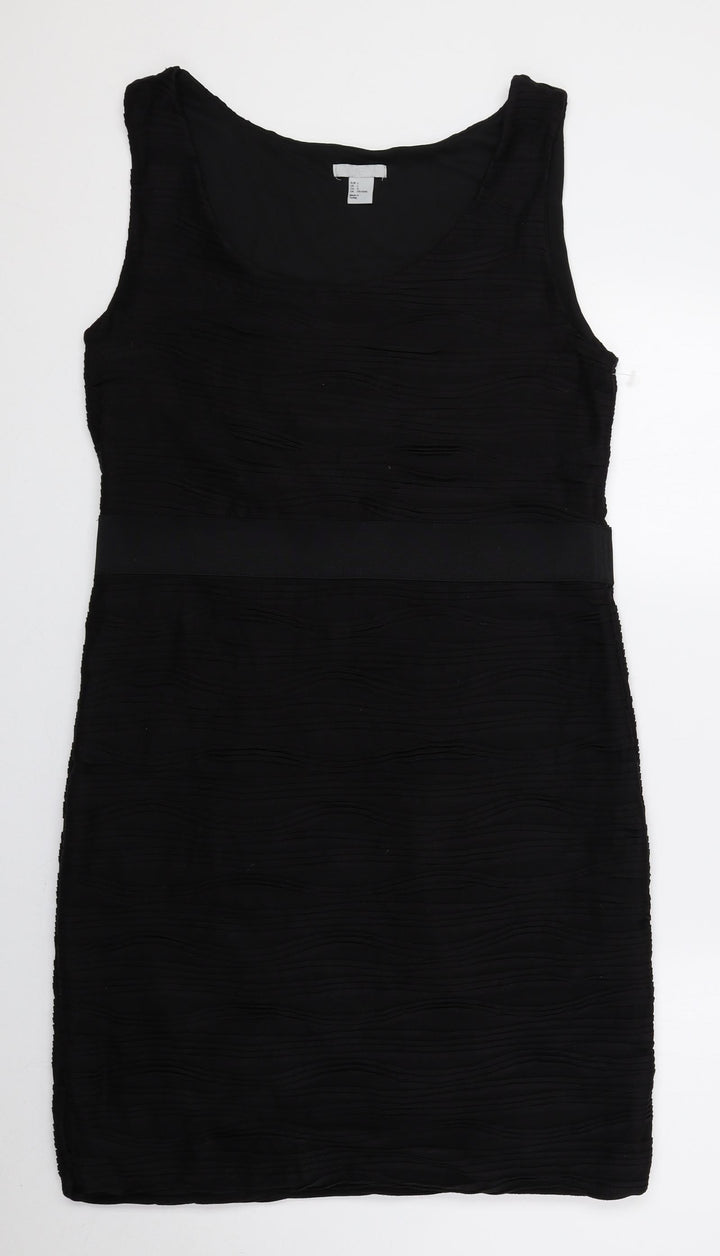 H&M Womens Black Polyester A-Line Size L Scoop Neck Pullover