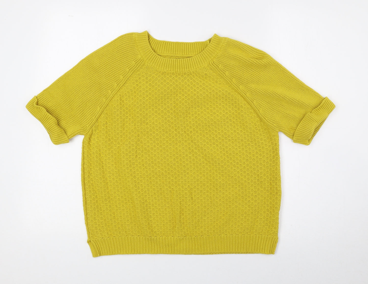 Papaya Womens Yellow Round Neck 100% Cotton Pullover Jumper Size 18