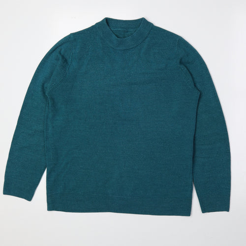 Marks and Spencer Womens Blue Mock Neck Acrylic Pullover Jumper Size 12