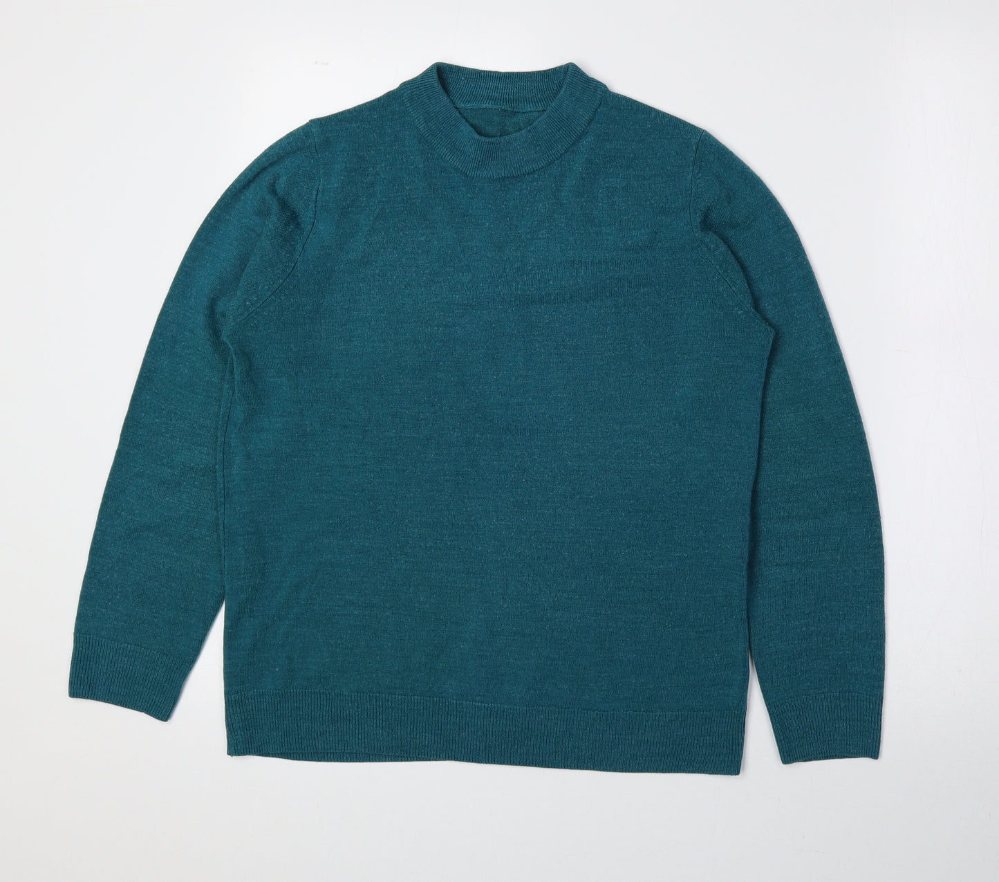 Marks and Spencer Womens Blue Mock Neck Acrylic Pullover Jumper Size 12