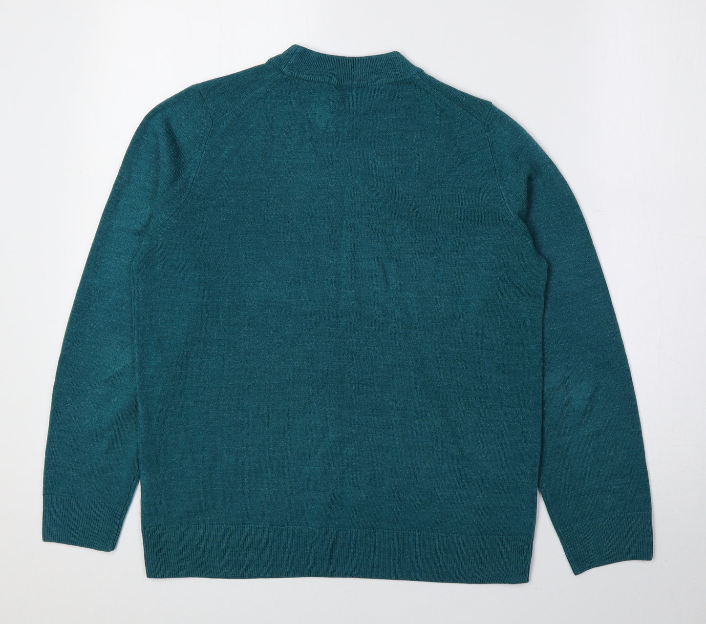 Marks and Spencer Womens Blue Mock Neck Acrylic Pullover Jumper Size 12