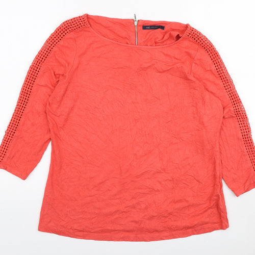 Marks and Spencer Womens Orange Viscose Basic Blouse Size 10 Boat Neck
