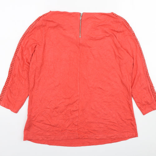 Marks and Spencer Womens Orange Viscose Basic Blouse Size 10 Boat Neck