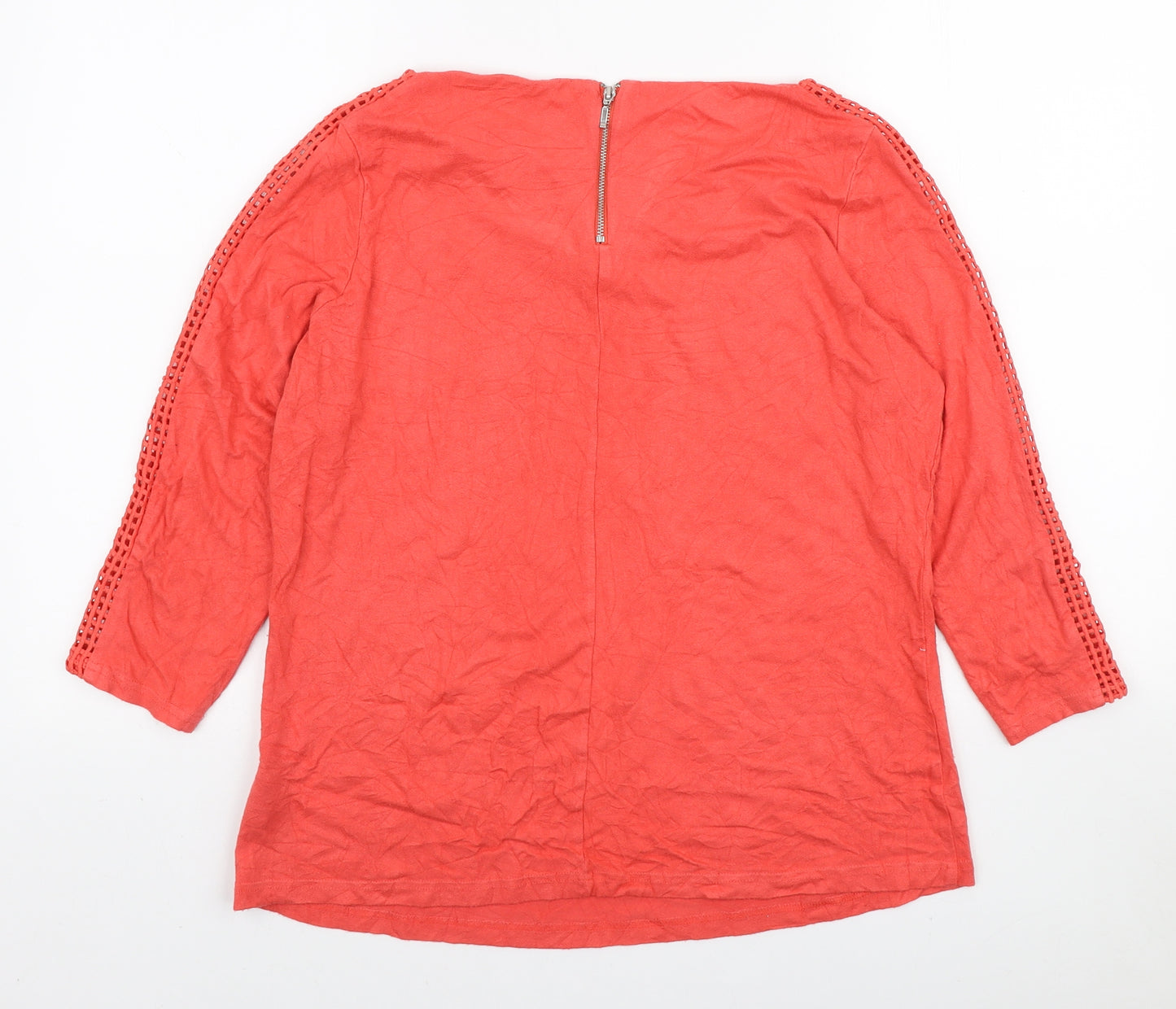 Marks and Spencer Womens Orange Viscose Basic Blouse Size 10 Boat Neck