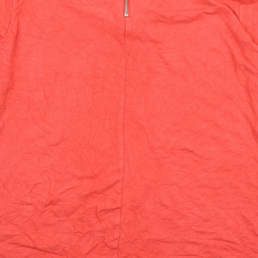Marks and Spencer Womens Orange Viscose Basic Blouse Size 10 Boat Neck
