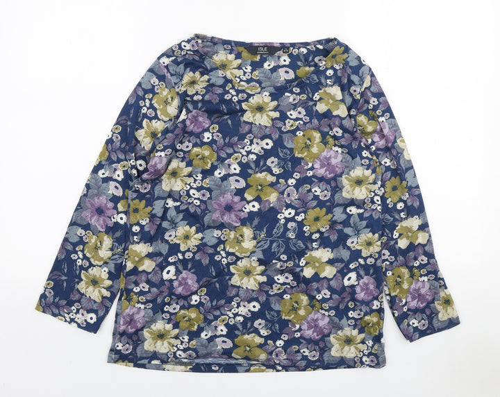 EWM Womens Multicoloured Floral Polyester Basic Blouse Size S Boat Neck