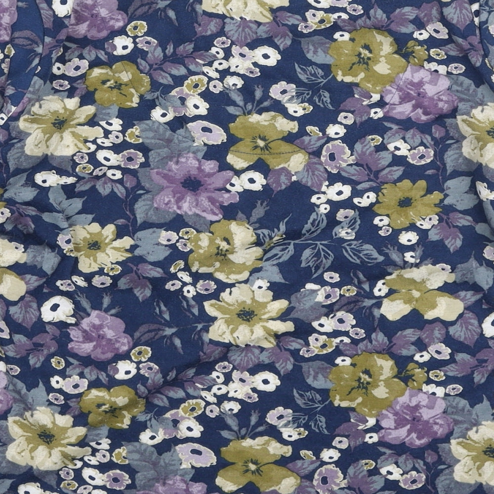 EWM Womens Multicoloured Floral Polyester Basic Blouse Size S Boat Neck