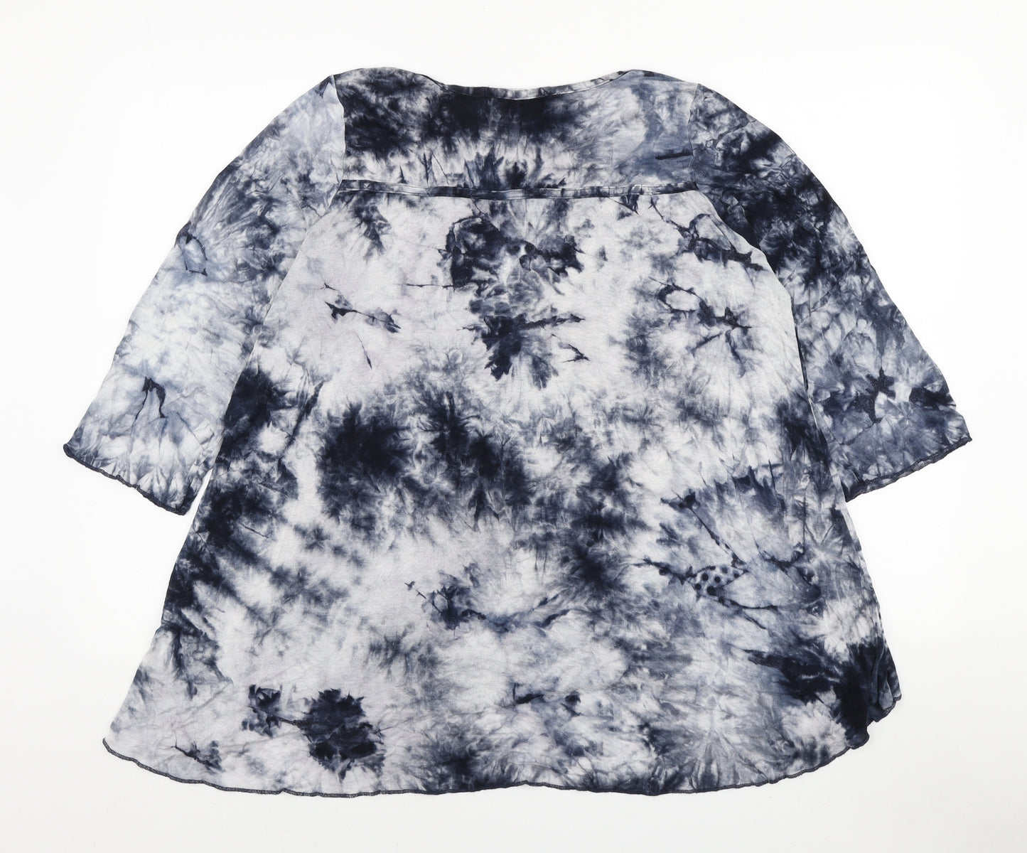 COIN 1804 Womens Blue Viscose Basic Blouse Size XL Boat Neck - Tie dye