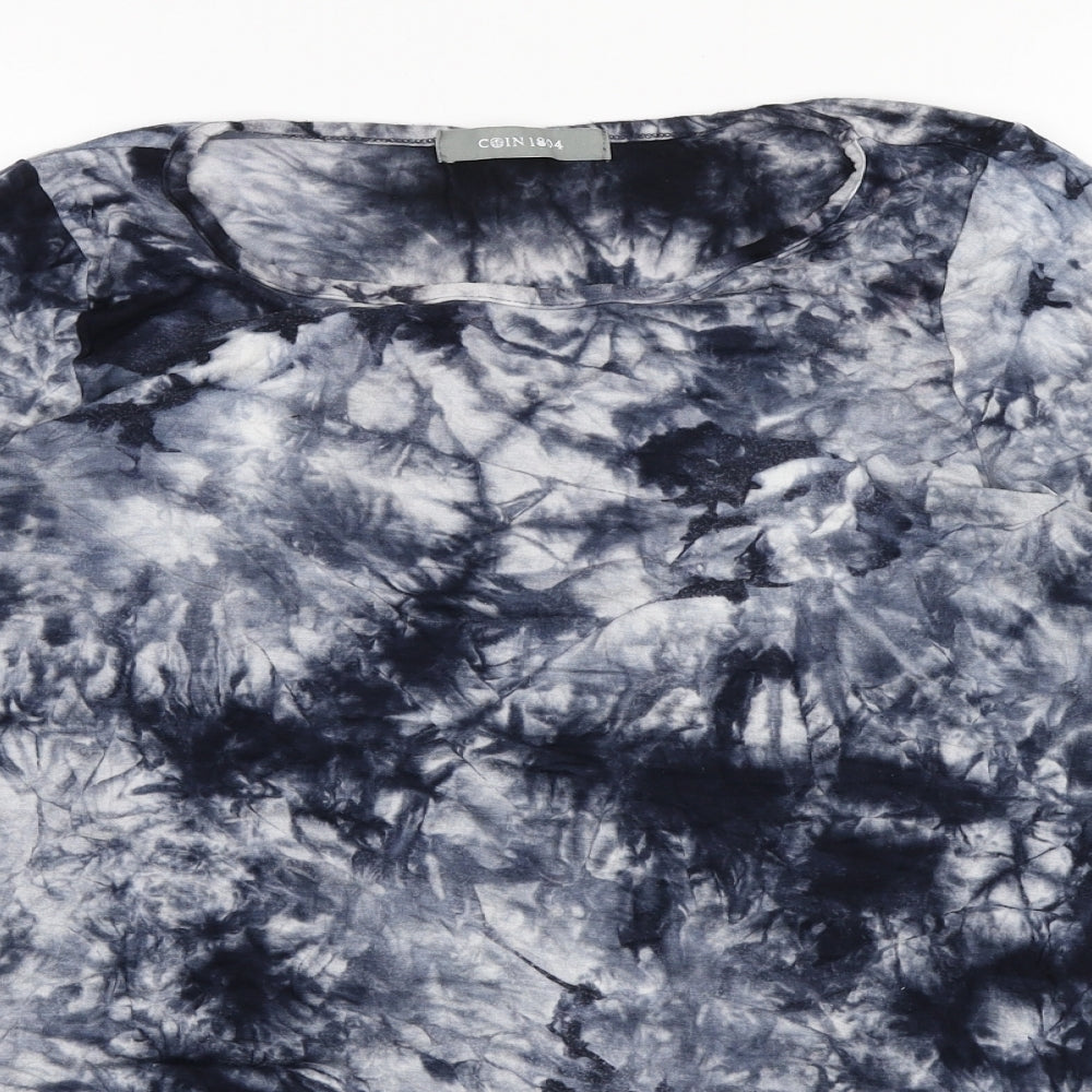 COIN 1804 Womens Blue Viscose Basic Blouse Size XL Boat Neck - Tie dye