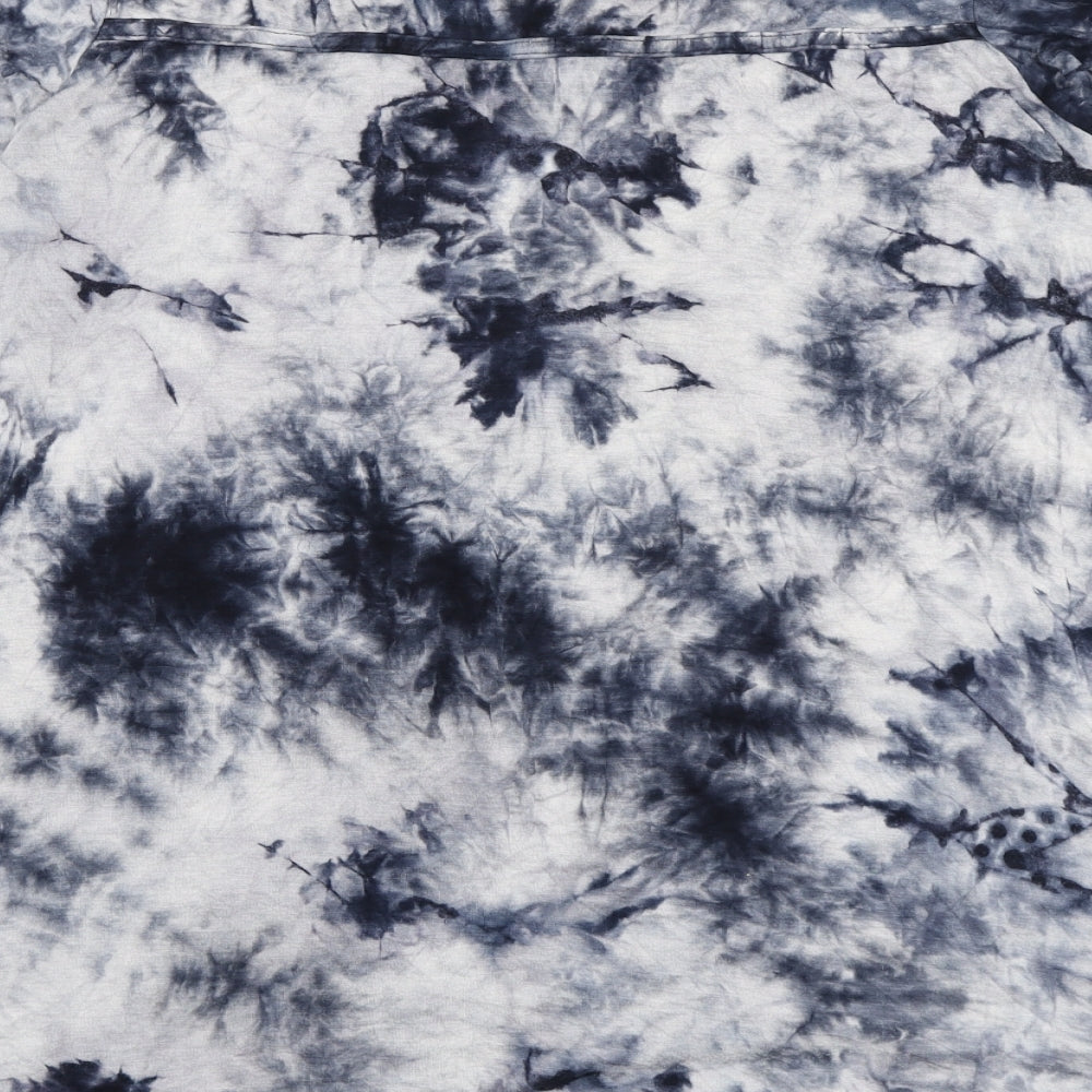 COIN 1804 Womens Blue Viscose Basic Blouse Size XL Boat Neck - Tie dye