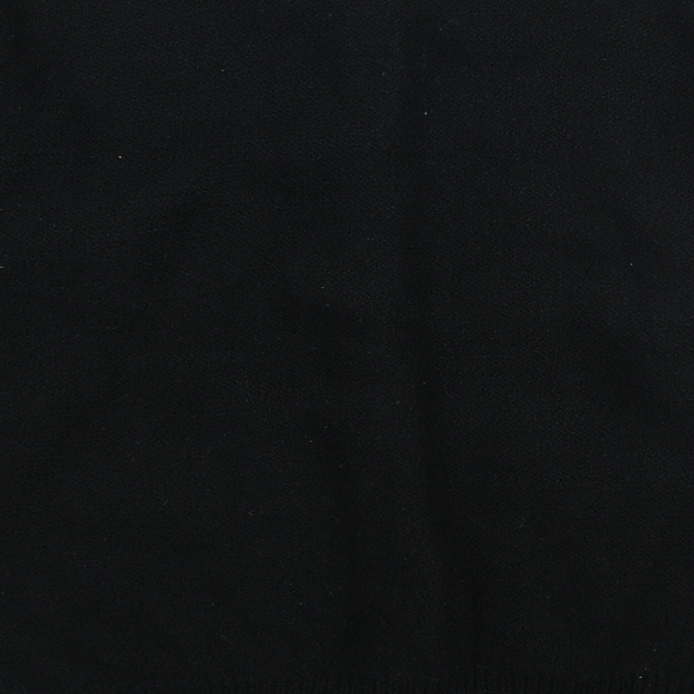 Littlewoods Womens Black Round Neck Acrylic Cardigan Jumper Size 16 - Embroidered Flowers