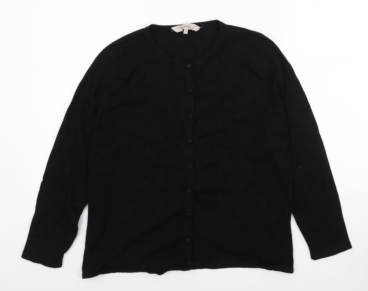 Inspire Collection Womens Black Round Neck Polyamide Cardigan Jumper Size L