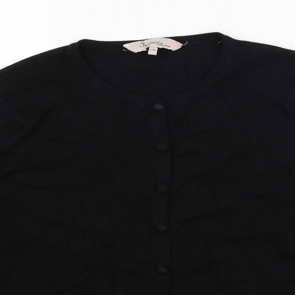 Inspire Collection Womens Black Round Neck Polyamide Cardigan Jumper Size L