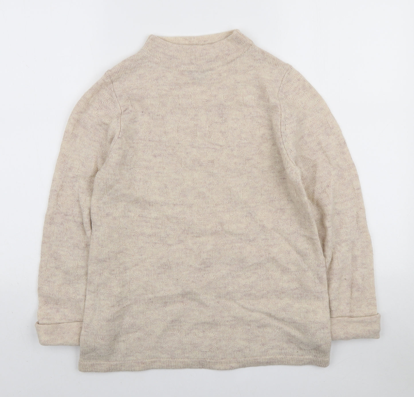 KEW Womens Beige Mock Neck Nylon Pullover Jumper Size 10