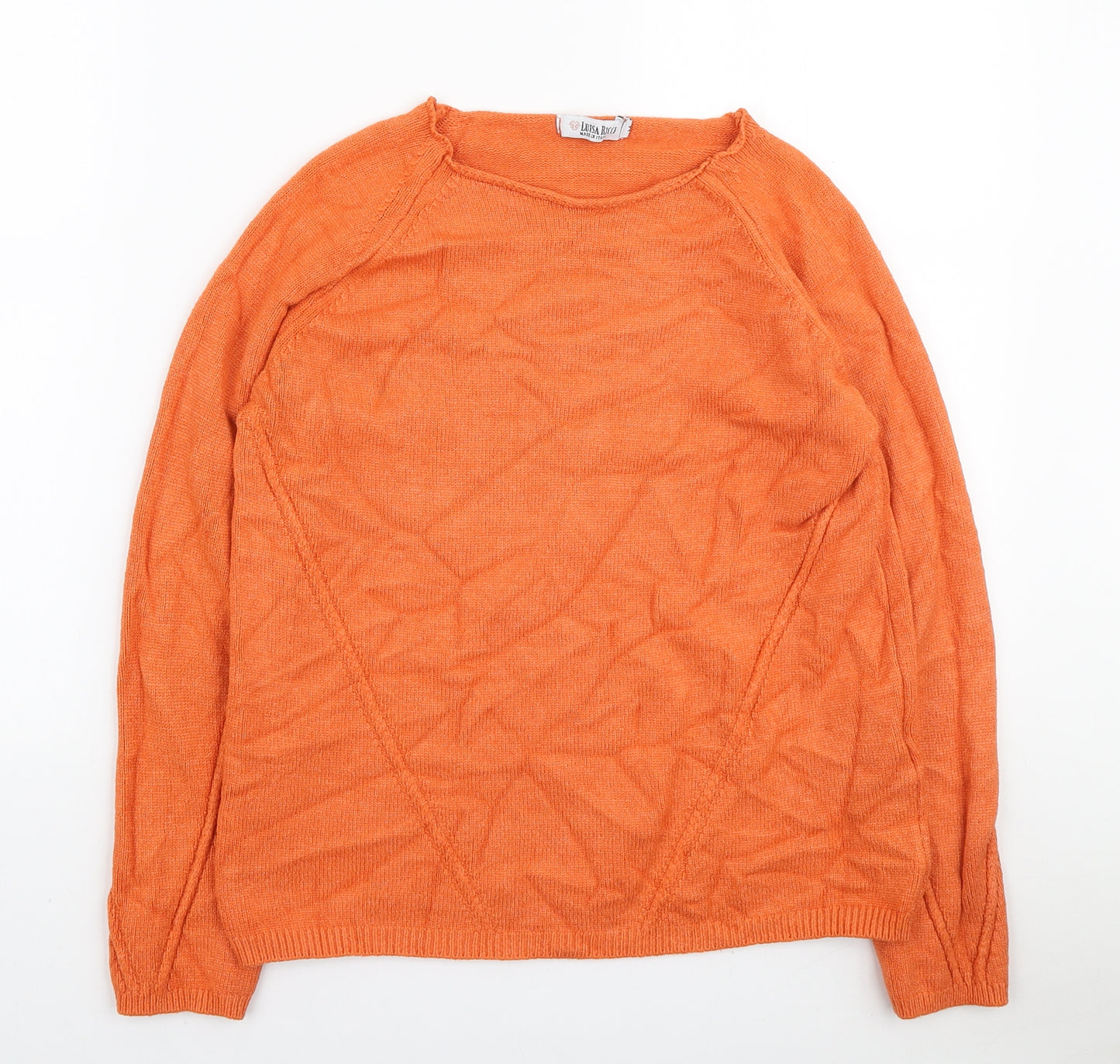 Luisa Ricci Womens Orange Boat Neck Polyester Pullover Jumper Size M