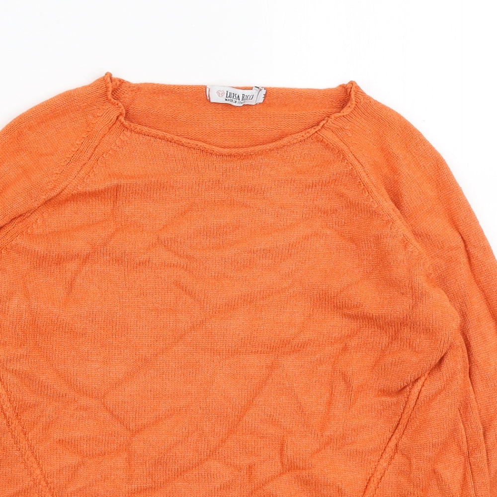 Luisa Ricci Womens Orange Boat Neck Polyester Pullover Jumper Size M