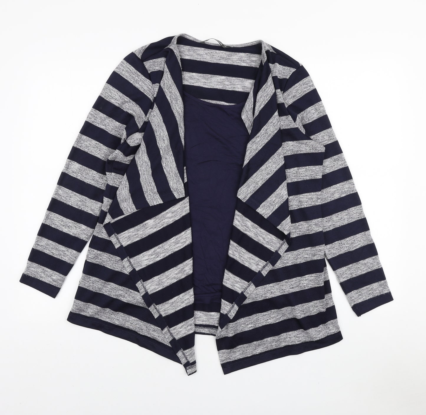 Bonmarché Womens Blue Striped Polyester Basic Blouse Size 12 Round Neck