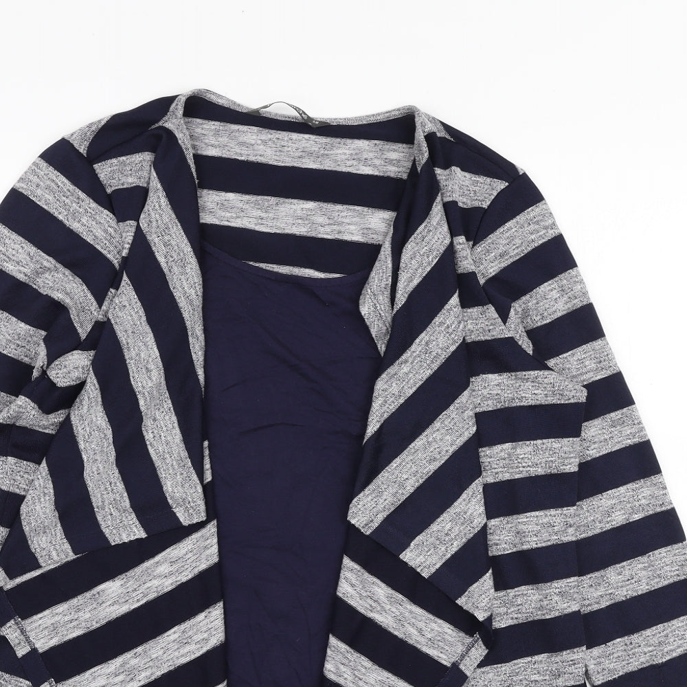 Bonmarché Womens Blue Striped Polyester Basic Blouse Size 12 Round Neck