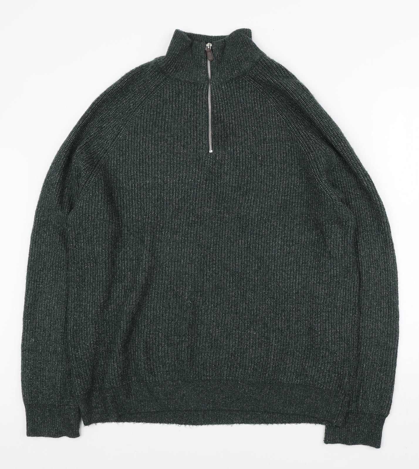 Marks and Spencer Mens Green High Neck Acrylic Pullover Jumper Size XL