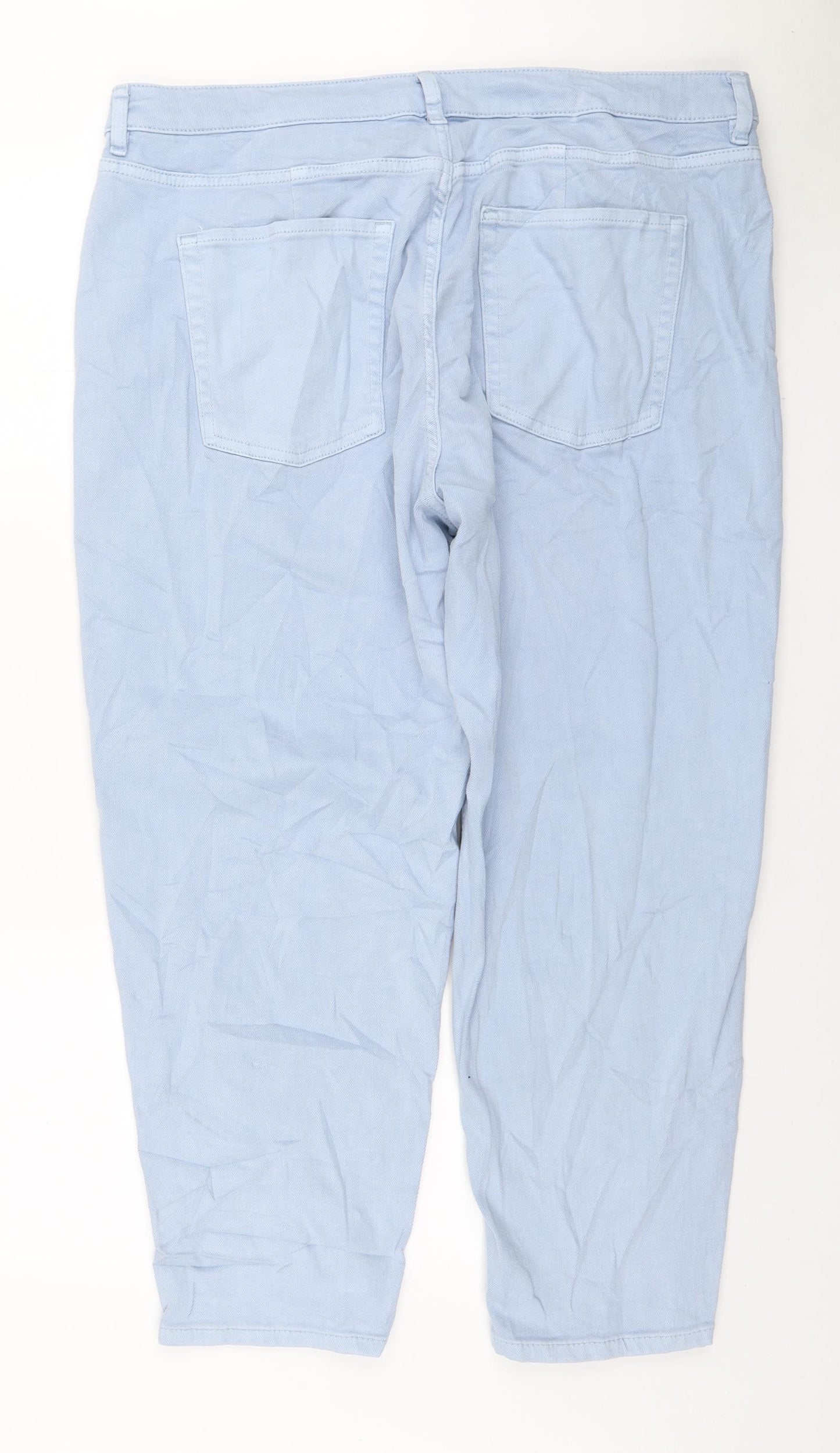Marks and Spencer Womens Blue Cotton Mom Jeans Size 20 L25 in Regular Zip