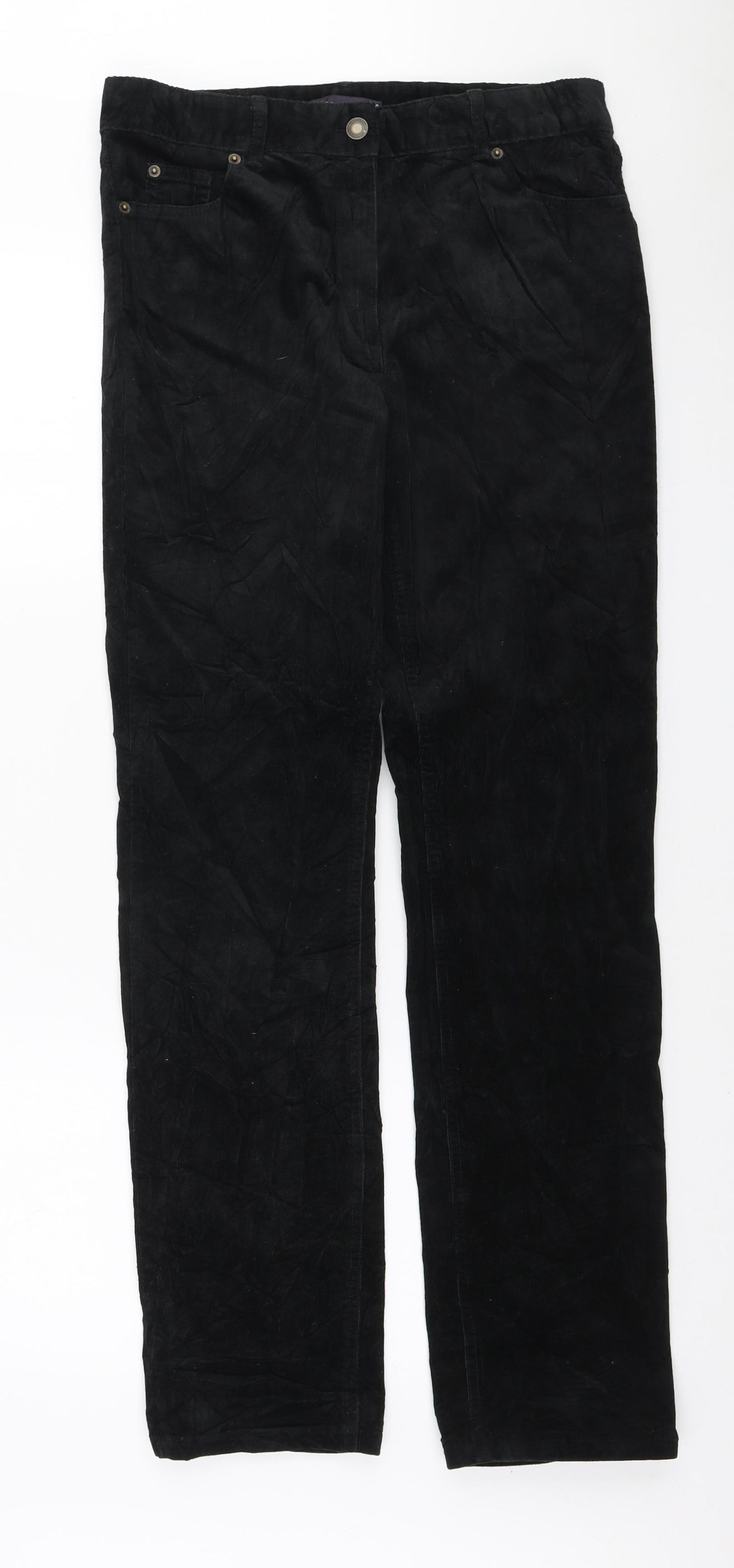 Marks and Spencer Womens Black Cotton Straight Jeans Size 10 L30 in Regular Zip