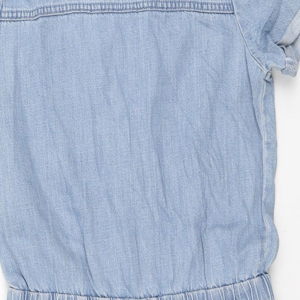 Marks and Spencer Girls Blue Lyocell Playsuit One-Piece Size 13-14 Years Zip