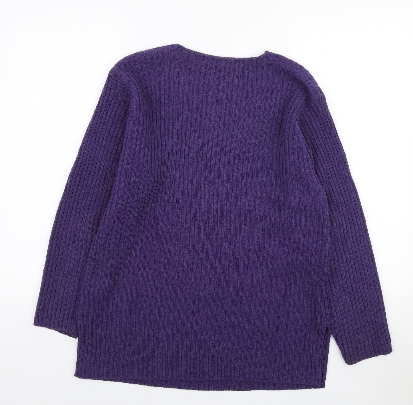 Tigi Womens Purple V-Neck Acrylic Pullover Jumper Size S - Size S/M