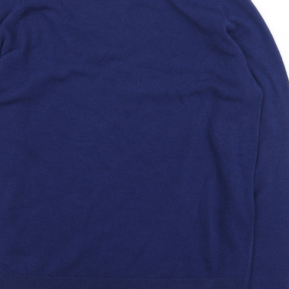 Marks and Spencer Womens Blue Round Neck Acrylic Pullover Jumper Size 14