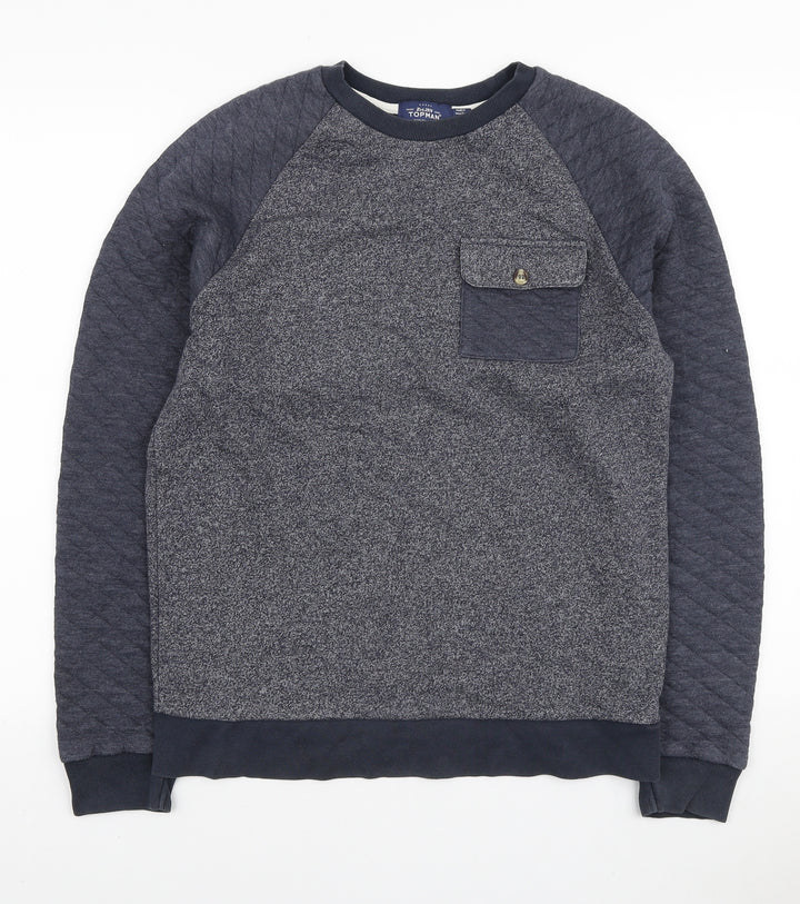 Topman Mens Blue Polyester Pullover Sweatshirt Size M