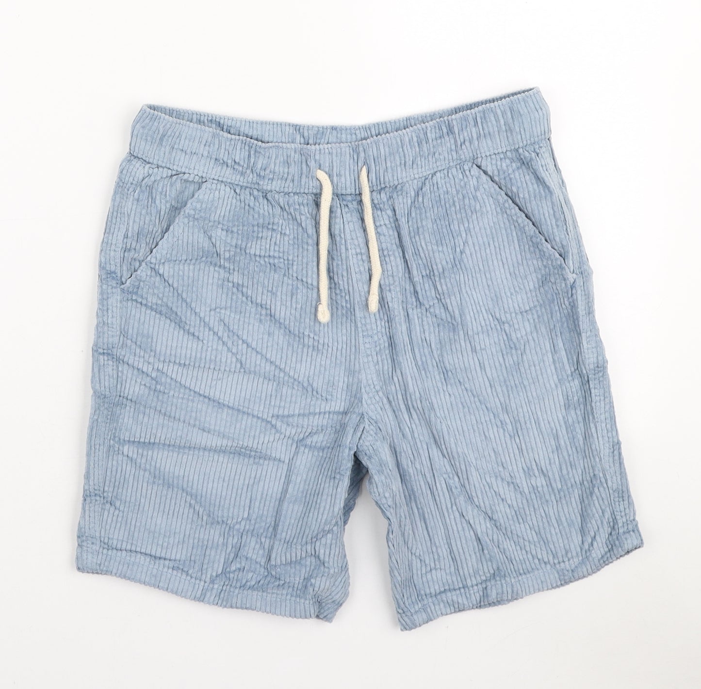 Marks and Spencer Boys Blue Cotton Sweat Shorts Size 11-12 Years Regular Drawstring