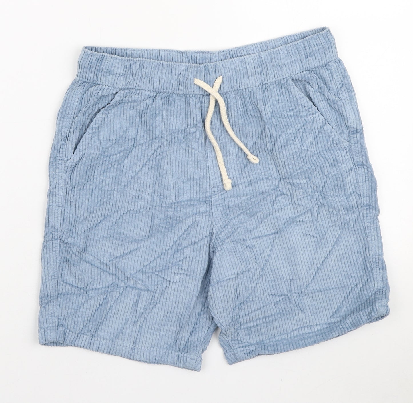Marks and Spencer Boys Blue Cotton Sweat Shorts Size 11-12 Years Regular Drawstring