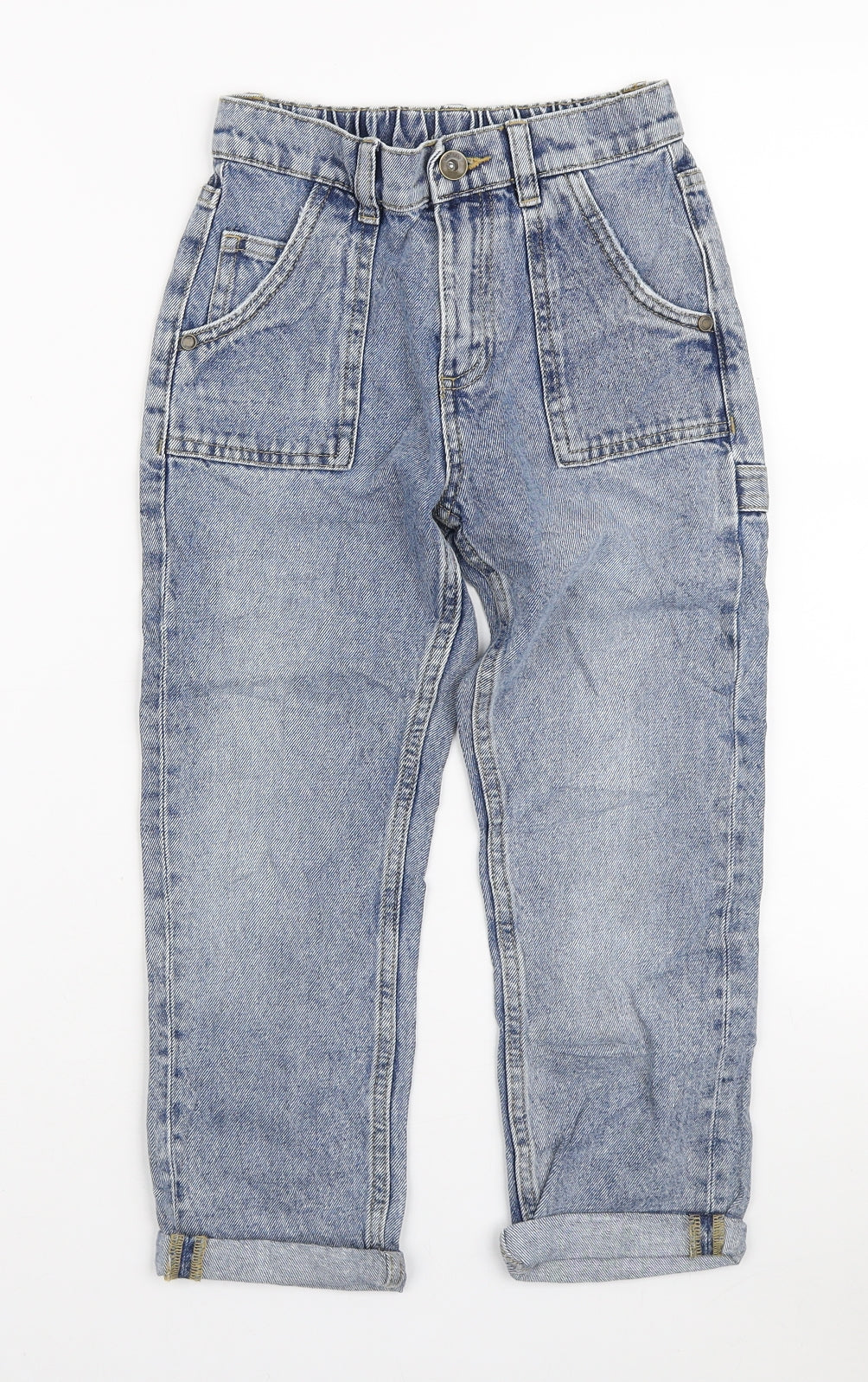 Marks and Spencer Boys Blue Cotton Boyfriend Jeans Size 6-7 Years Regular Zip