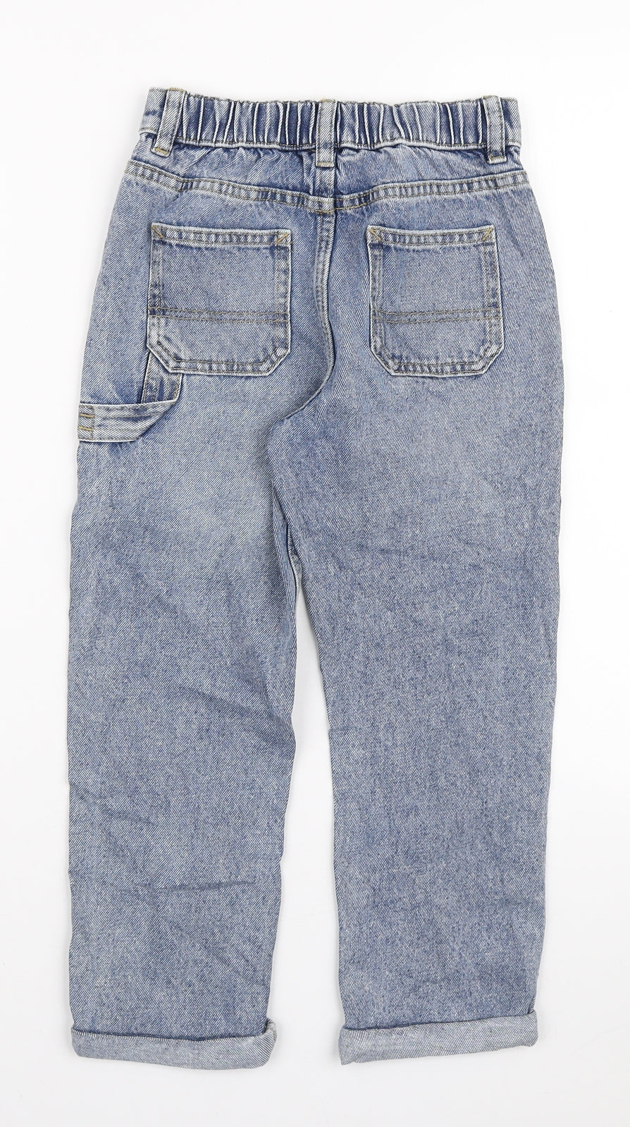 Marks and Spencer Boys Blue Cotton Boyfriend Jeans Size 6-7 Years Regular Zip