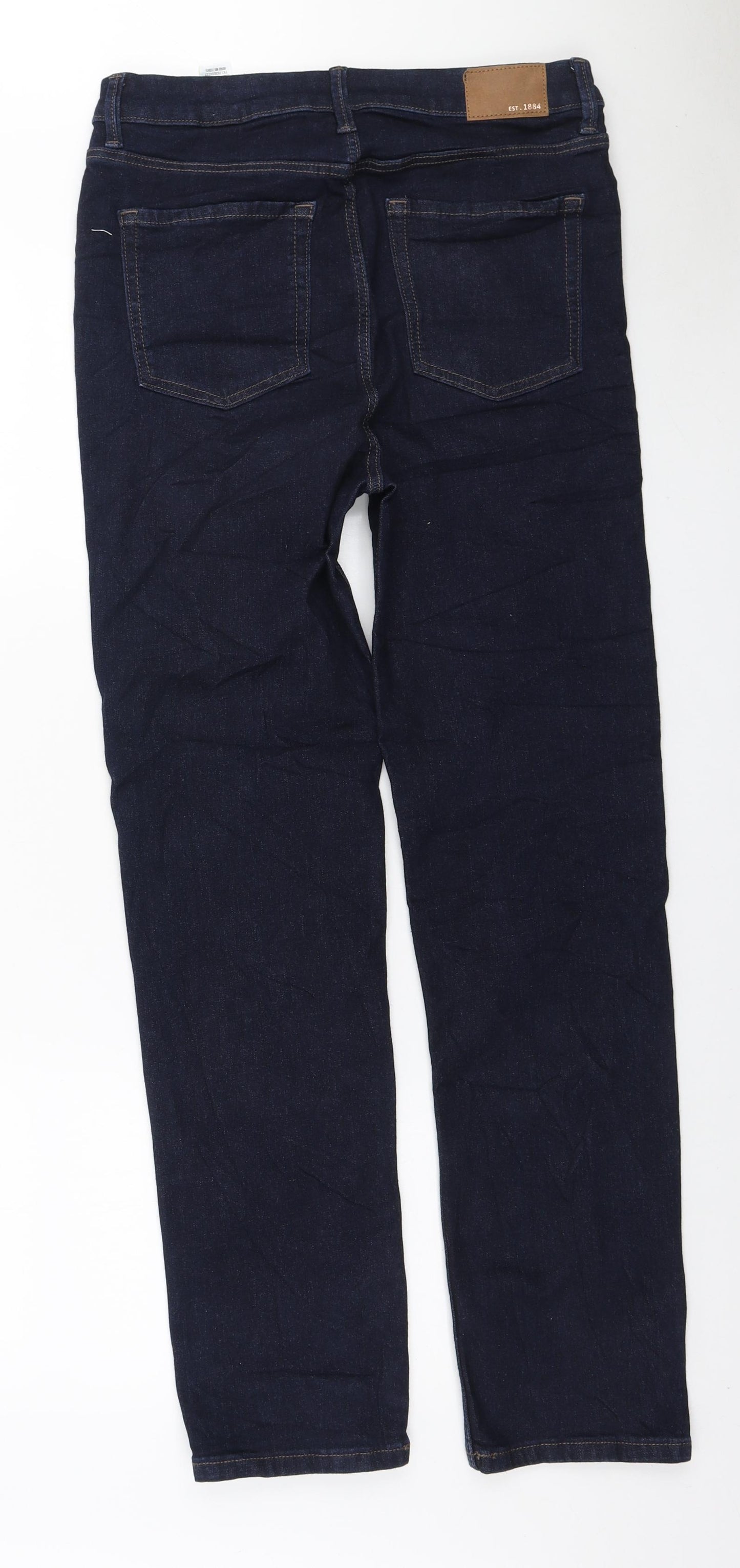 Marks and Spencer Womens Blue Polyester Straight Jeans Size 12 L28 in Regular Zip