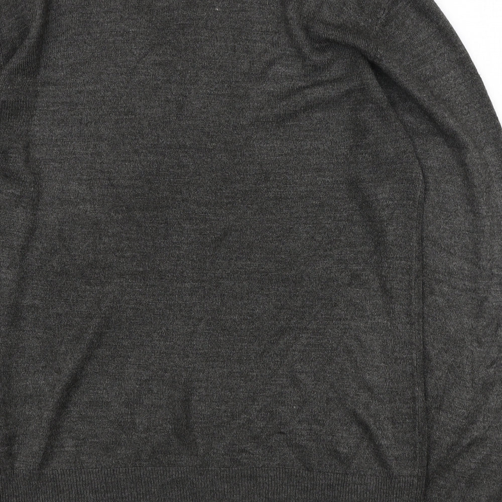 Peacocks Mens Grey Round Neck Acrylic Pullover Jumper Size L