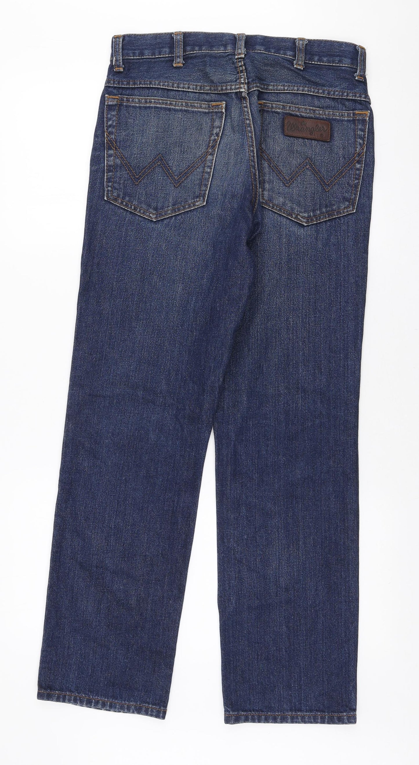 Wrangler Mens Blue Cotton Straight Jeans Size 30 in L30 in Regular Zip