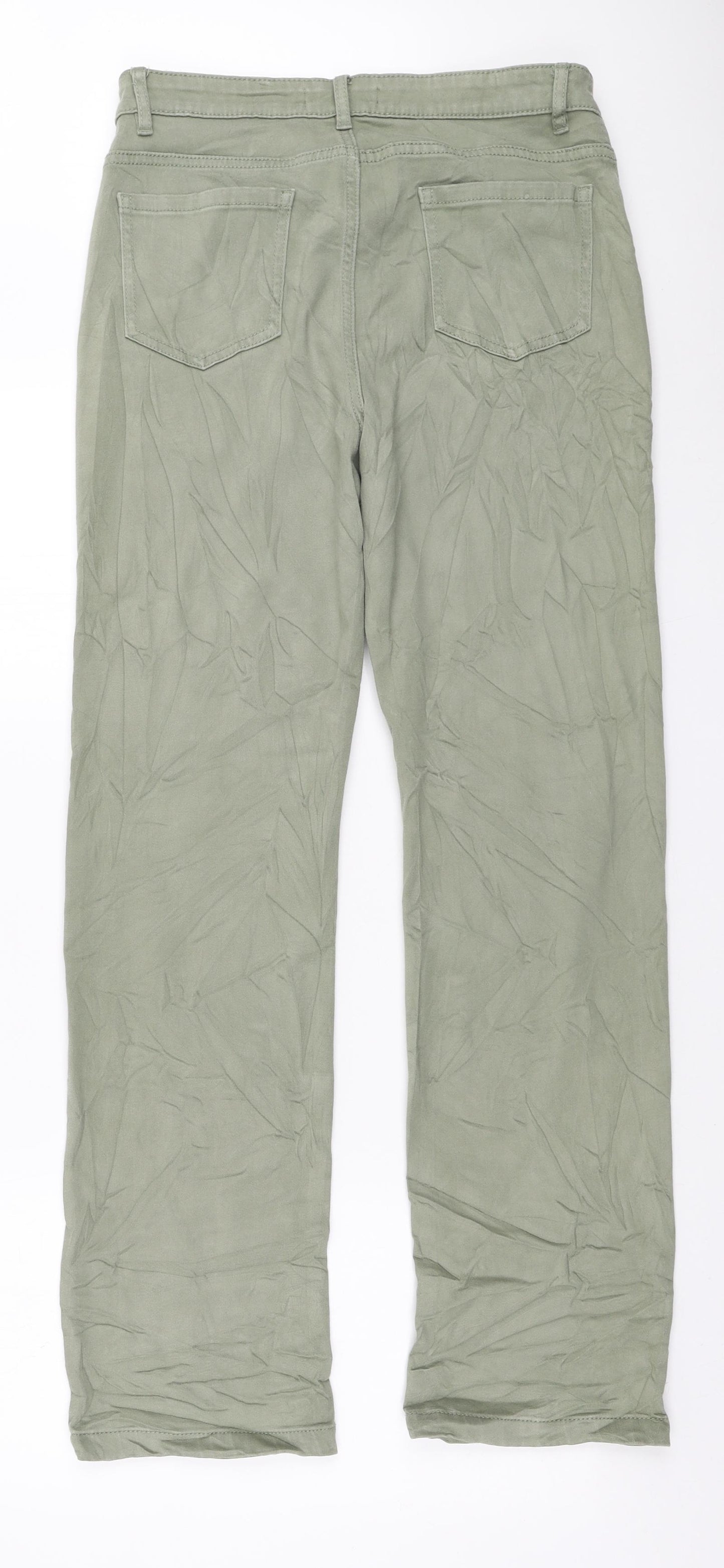 Marks and Spencer Womens Green Polyester Straight Jeans Size 12 L29 in Regular Zip