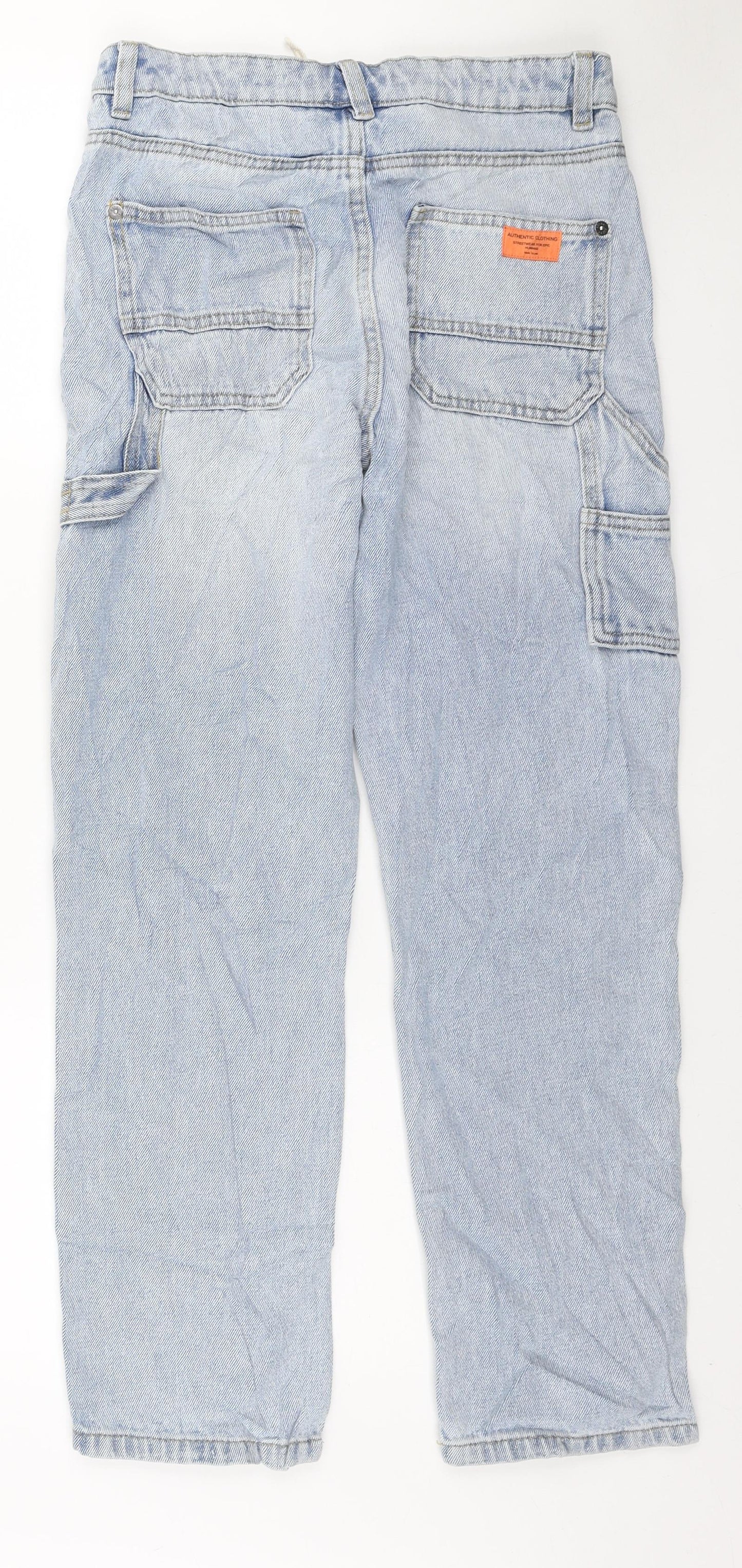 Marks and Spencer Boys Blue Cotton Straight Jeans Size 11-12 Years Zip - Cargo style