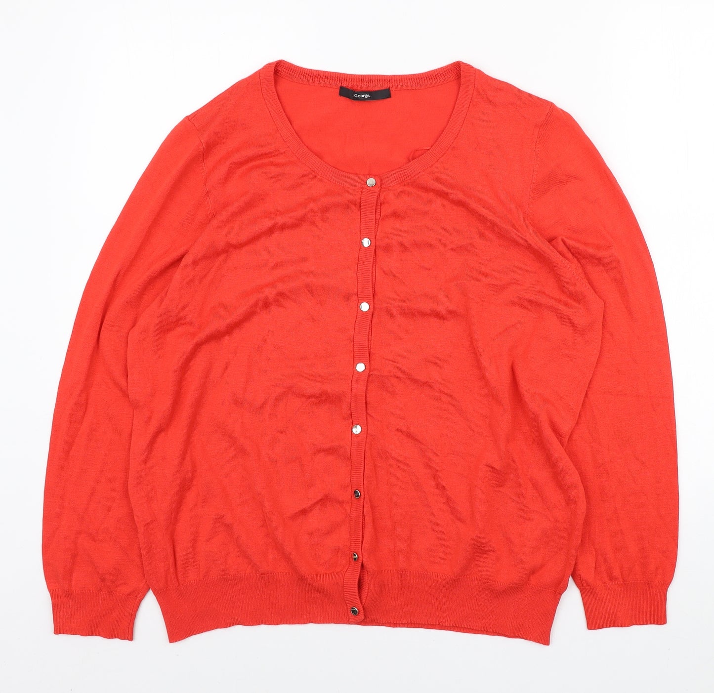 George Womens Red Round Neck Viscose Cardigan Jumper Size 20