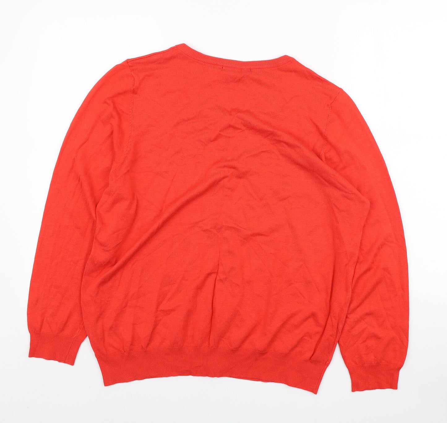 George Womens Red Round Neck Viscose Cardigan Jumper Size 20